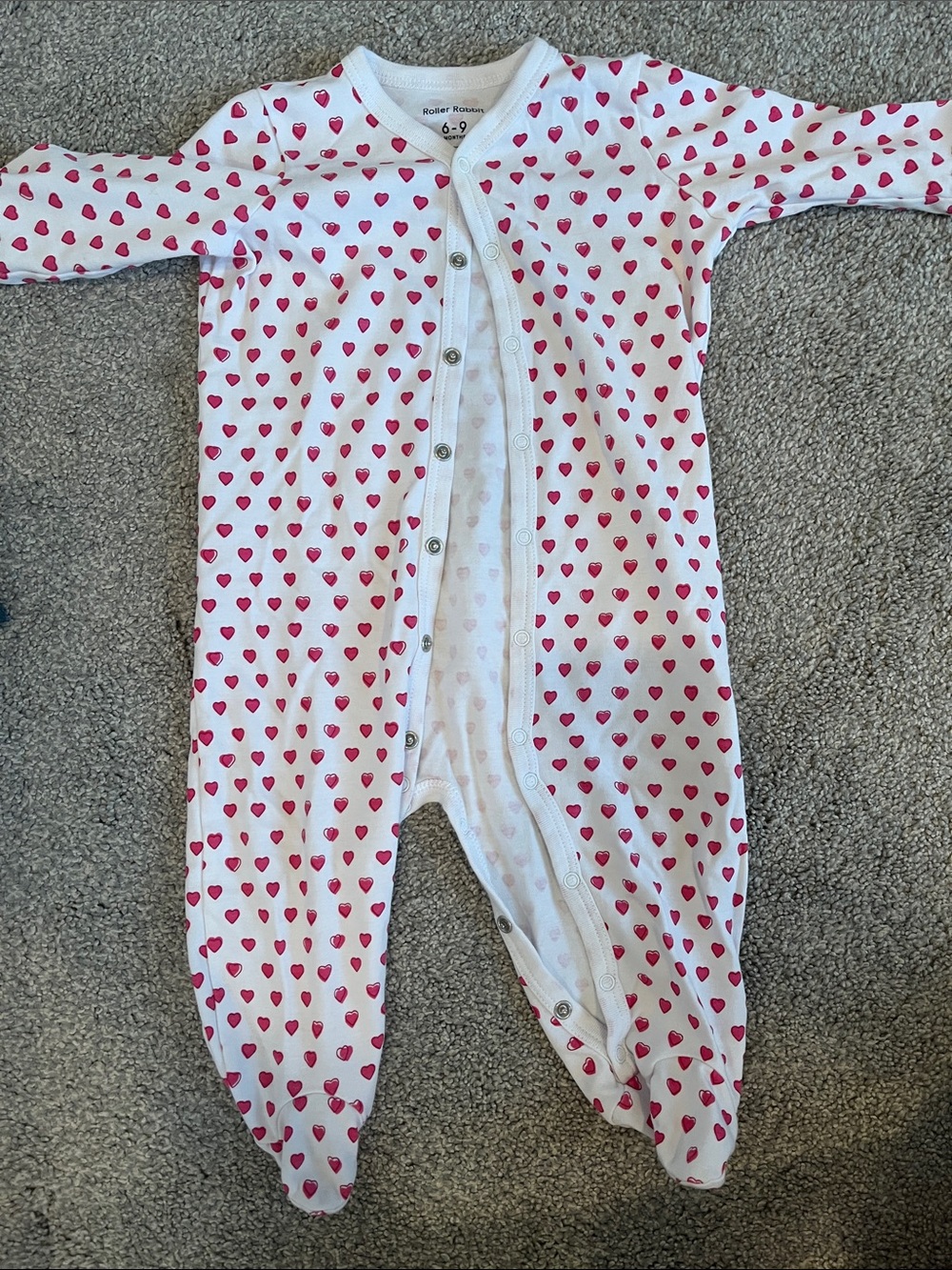 Roller Rabbit Pink Infant Hearts Zipper Footie
